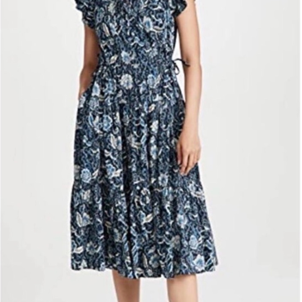 Ulla Johnson Zuma Midi Dress in Midnight Blue Navy Floral Midi Dress Sz 6